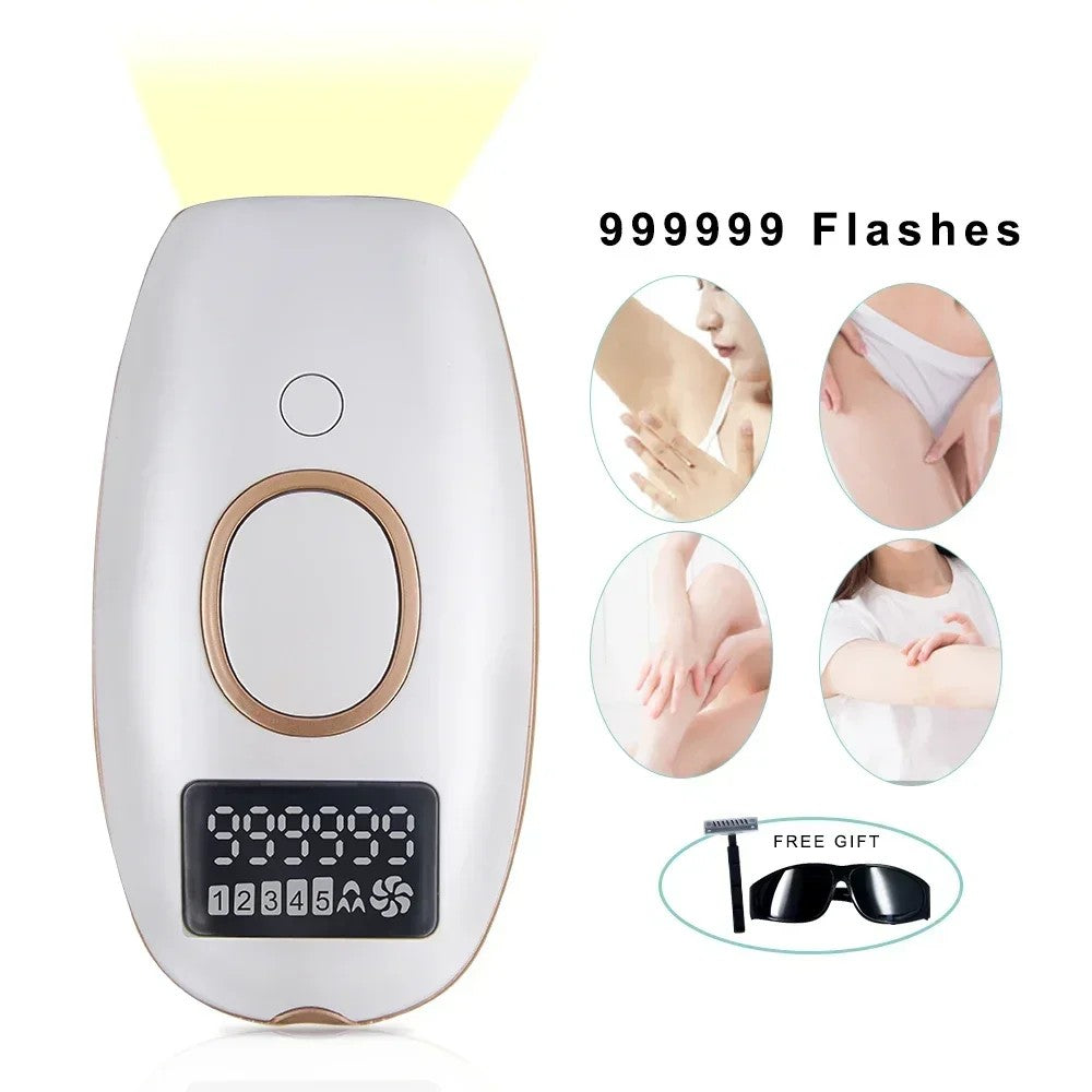 Laser IPL Hair Removal Device - Permanent Painless Epilator with LCD Screen, 990K Flashes for Women & Men - BLENDMART