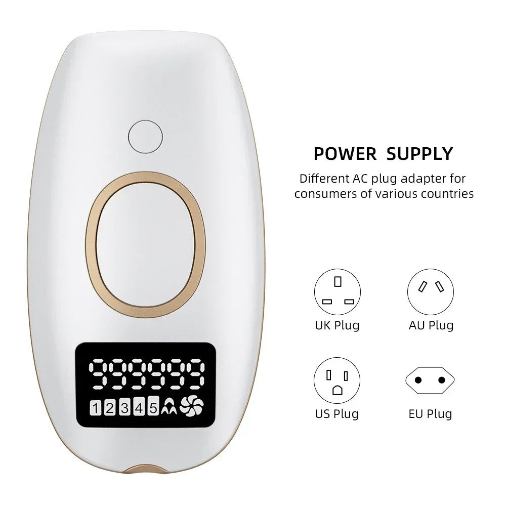 Laser IPL Hair Removal Device - Permanent Painless Epilator with LCD Screen, 990K Flashes for Women & Men - BLENDMART