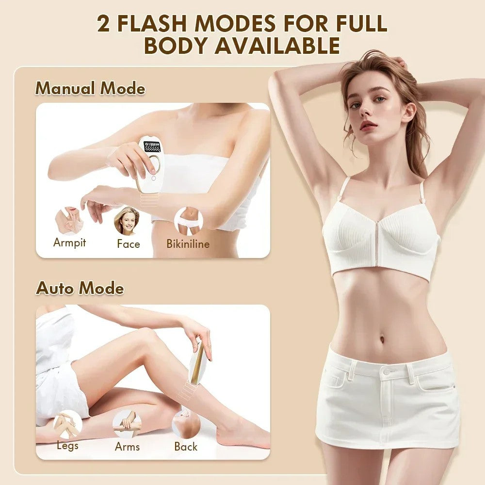 Laser IPL Hair Removal Device - Permanent Painless Epilator with LCD Screen, 990K Flashes for Women & Men - BLENDMART